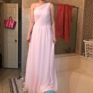 One-shoulder floor-length bridesmaid dress